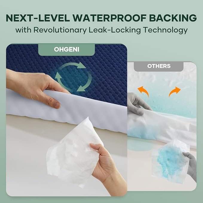OhGeni 100% Waterproof Mattress Protector, Cal King Size Mattress Pad, Fits - Image 4