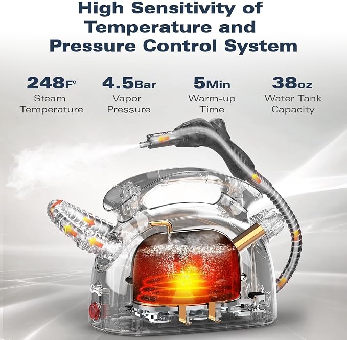 Steam cleaner, equipped with 21 specialized accessories, 1.08-liter water tank - Image 3