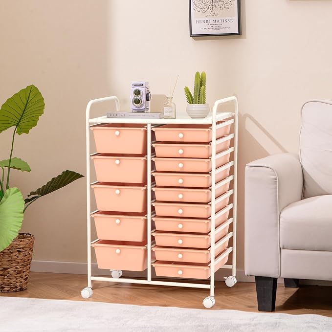 GOFLAME 15-Drawer Rolling Storage Cart, Utility Cart - Image 9