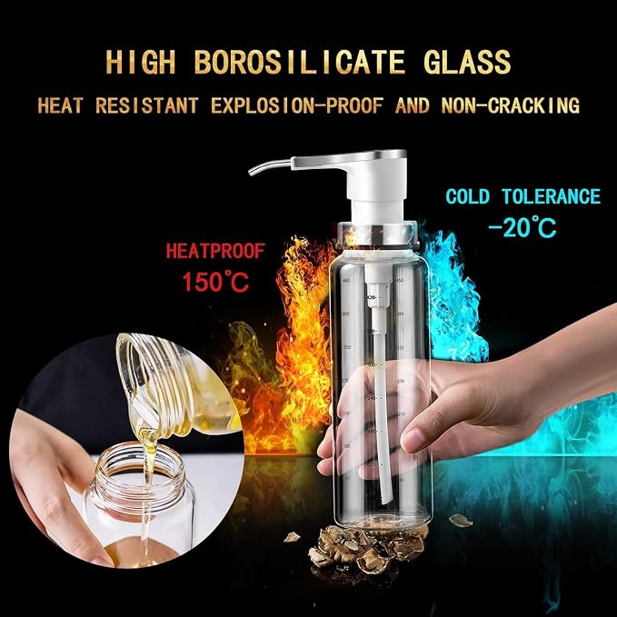 Sauce Pump Dispensers, 17oz Glass & Stainless Steel, 8ml Capacity, Restaurant - Image 5
