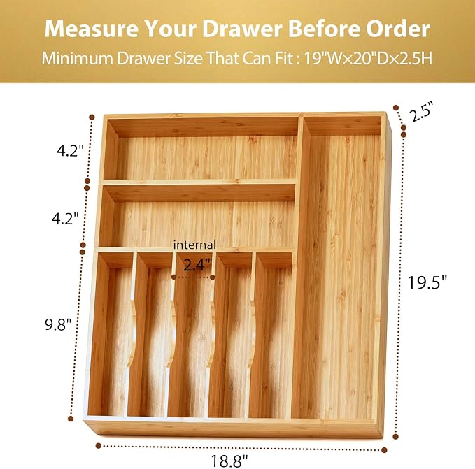 Umilife Large Kitchen Drawer Organizer, 2.5" High - Image 5