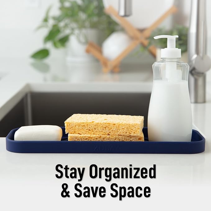 Zulay Kitchen Large Silicone Sponge Holder – Flexible Sink Organizer Tray - Image 6