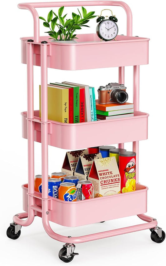 Pipishell 3 Tier Mesh Utility Cart, Rolling Metal Organization Cart by Pipishell