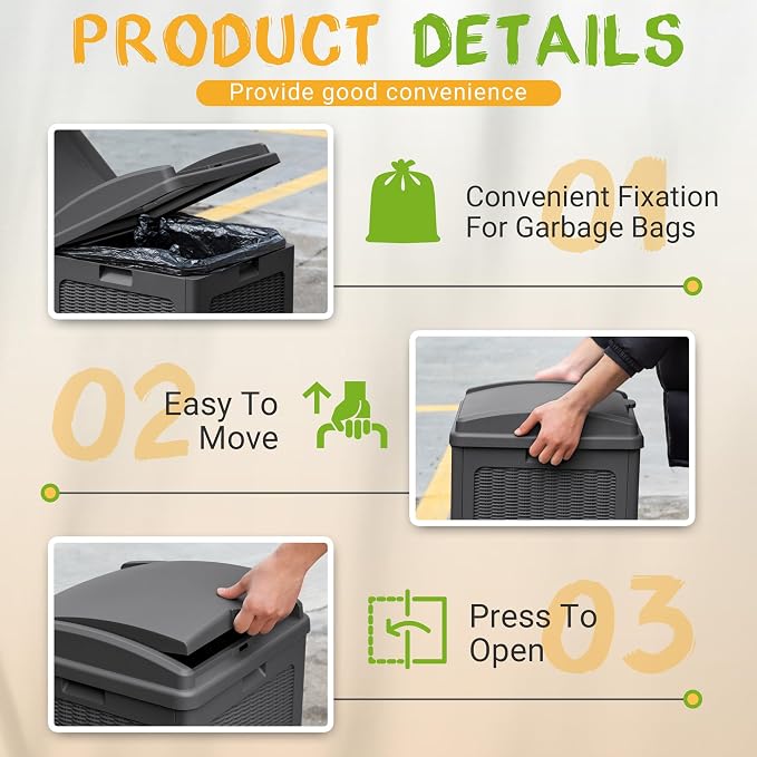 YESHOMY 4 Pack Outdoor Trash Can - Image 2