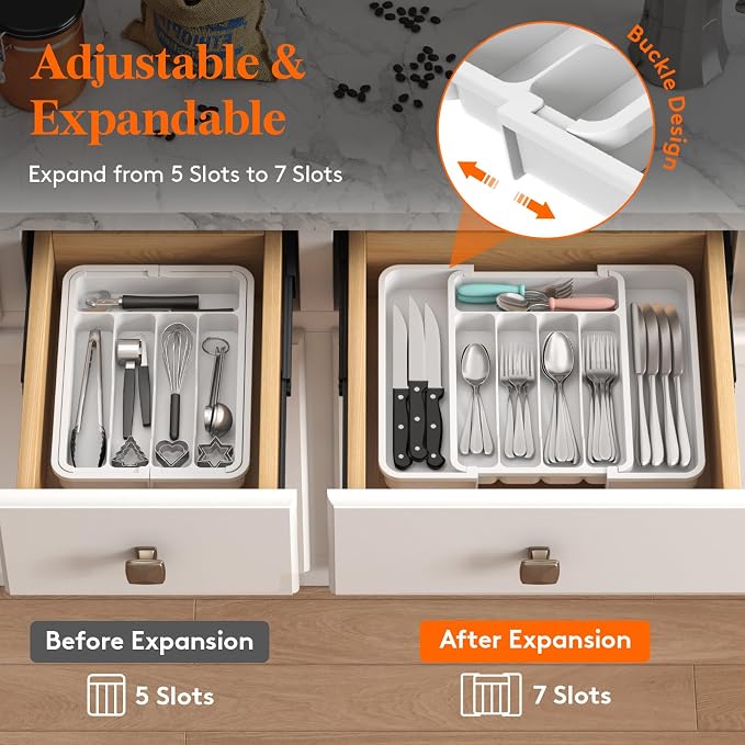 Lifewit Silverware Drawer Organizer, Expandable BPA Free Utensil Tray - Image 2