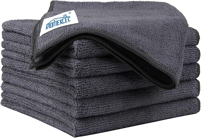 HOMEXCEL Grey Microfiber Cleaning Cloth 6 Pack, 12.5 x 12.5 inch Microfiber by HOMEXCEL