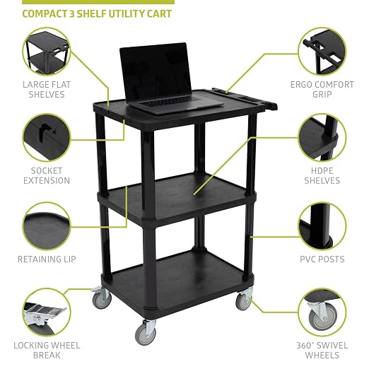 Pearington 3-Tier Compact Multi-Purpose Plastic Utility Cart - Image 7