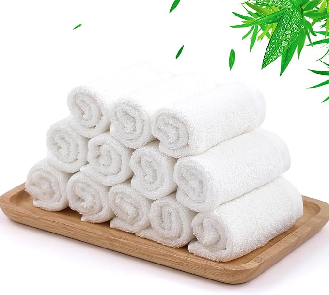 JEFFSUN Dish Cloths 12 Pack, 10x14 inch White Reusable Kitchen Washcloths by Jeffsun