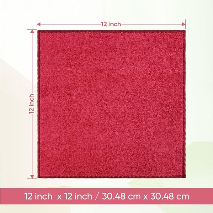 HOMEXCEL Red Microfiber Washcloths 12 Pack, Highly Absorbent and Soft Face Towel - Image 2