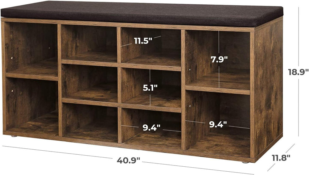 VASAGLE CUSTOS Collection - Shoe Bench, Storage Bench with Padded Seat, Entry...