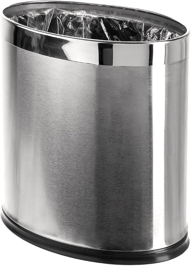 'Invisi-Overlap' Open Top Stainless Steel Trash Can, Small Office Wastebasket by DualplexTalvania