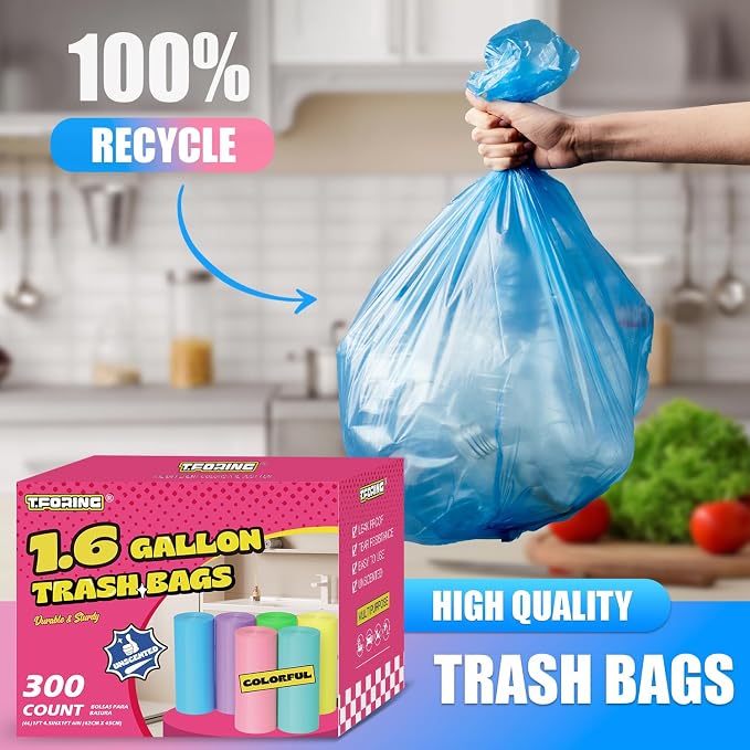 300 Count 1.6 Gallon Mini Trash Bags - Image 6