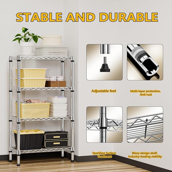 1000 lbs 4 Tier Shelf Metal Storage Shelves Wire Rack Closet Organizers - Image 6