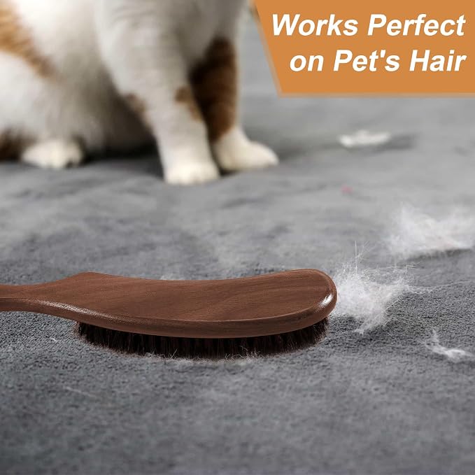 2 PCS Wood Felt Brush, Large Black Walnut Wood Handle Boar Bristle Lint Brush - Image 5