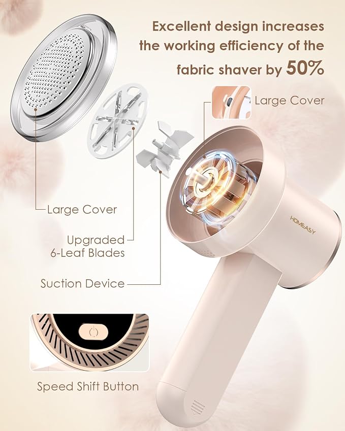 Fabric Shaver Fuzz Remover Rechargeable, HOMEASY Electric Lint Remover Shaver - Image 3