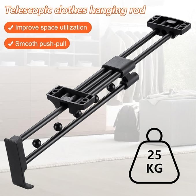30cm Pull Out Closet Rod Heavy Duty Retractable, 17 FT Indoor and Outdoor - Image 4