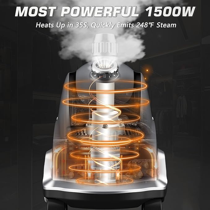 Anthter Steamer for Clothes, 1500W Powerful Standing Garment Steamer - Image 2