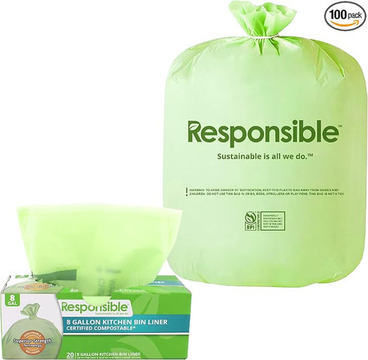Responsible Products Kitchen Bin Liners, Certified Compostable, Heavy Duty by ResponsibleProducts%C2%AE