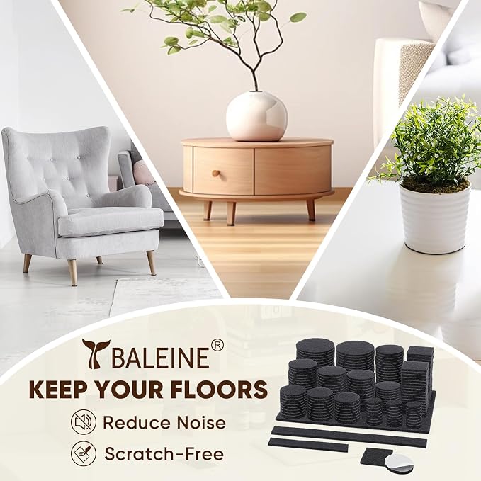 BALEINE 141PCS Felt Furniture Pads, Scratch-Reducing Floor Protectors - Image 6