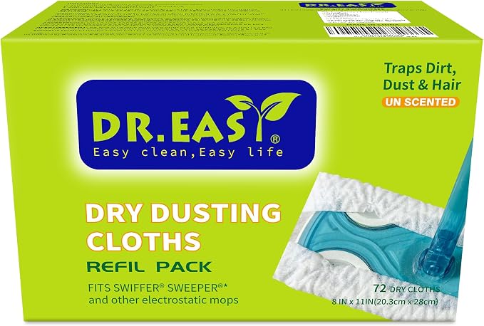 Dr.Easy Dry Sweeping Cloths, 72ct Disposable Mopping Pads Refil Pack, fits by DREASY