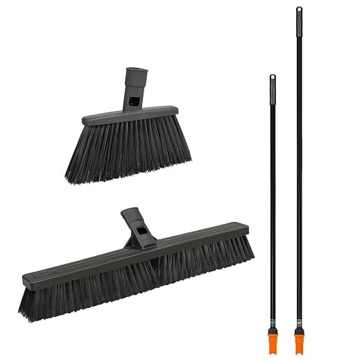 SWOPT 24” Push Broom, Angle Broom + 48” and 60" Steel Handles, Standard Combo — by SWOPTCleaning