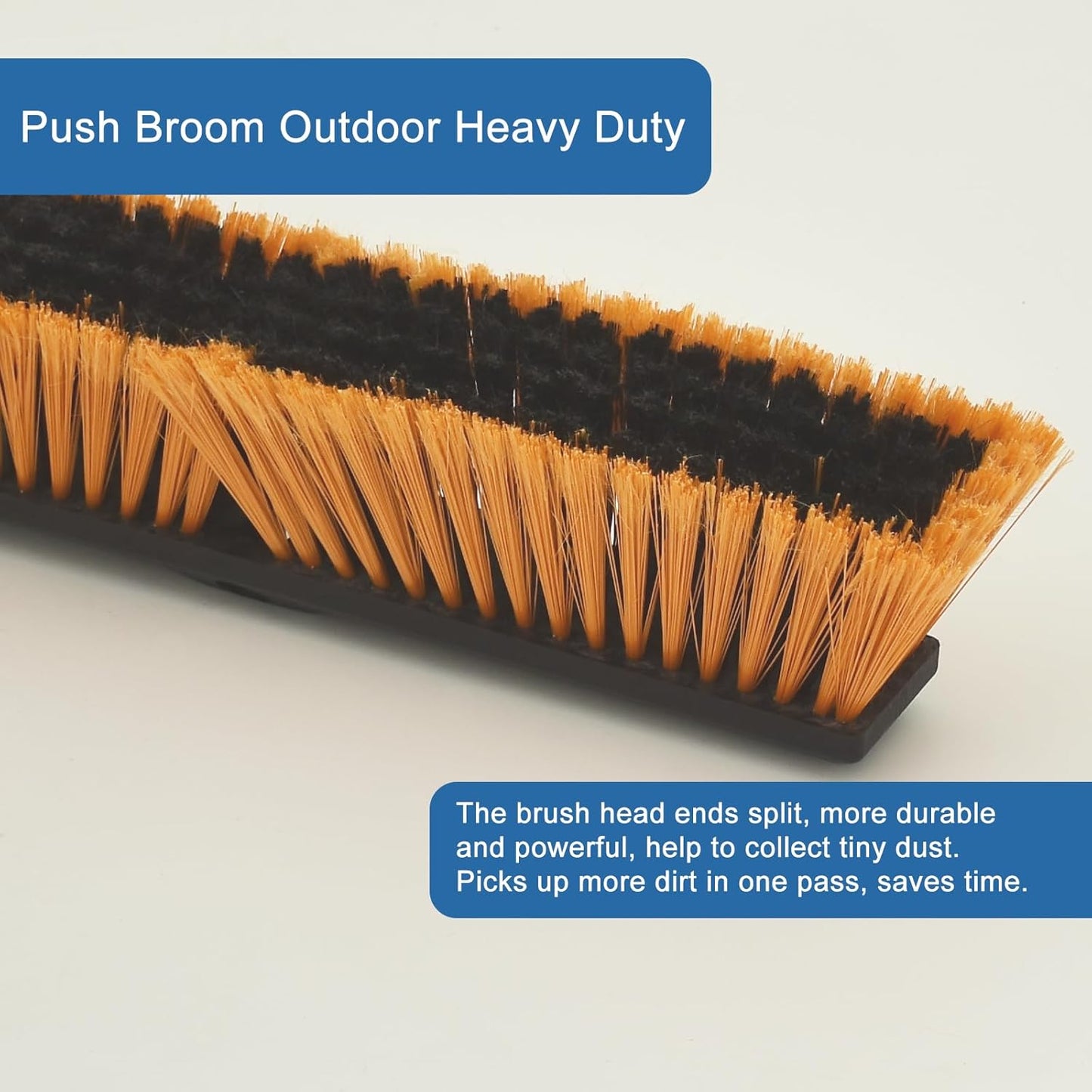 PBHEPJ 24 Inchs Push Broom Outdoor Heavy Duty, Shop Broom with 60" Long Handle for Cleaning Outdoor or Indoor Tile, Garage, Shop, Deck, Concrete, Wood, Stone, Patio Floor, 2 Pack