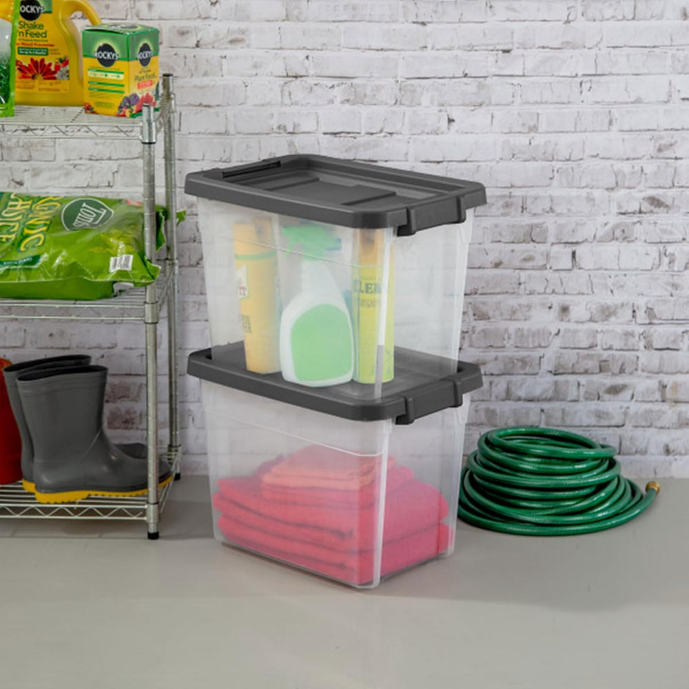 Sterilite Modular Stacker Box with Latching Lid, 30 Quart, 24-Pack