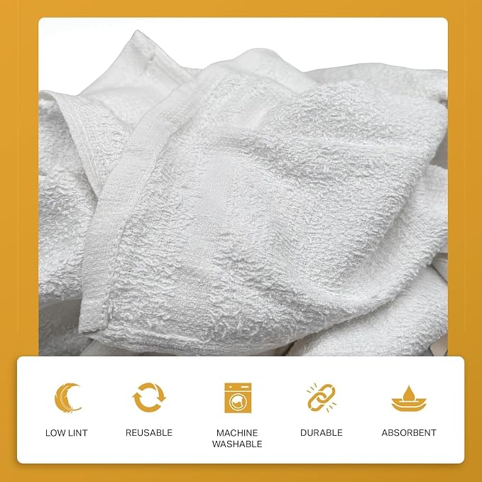 Angel-in-Armor White Terry Cloth Rags – 50lb Bulk Box of 100% Cotton Cleaning - Image 3