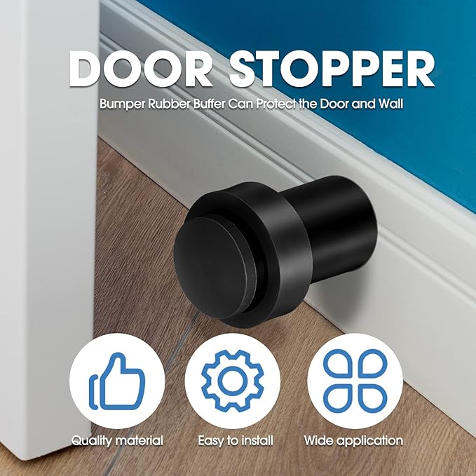 Chumia 10 Pcs Door Stopper Mounted Floor Stops Stainless Steel Cylindrical - Image 4