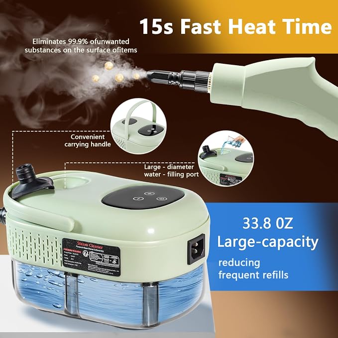 Steam Cleaner, 15s Heat-Up, 6-Level Adjustable Handle, High Pressure Steamer - Image 3