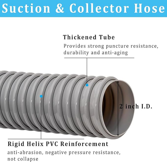 Dust Collection Hose 2 in × 10 ft Heavy Duty Flexible PVC Reinforced Thicken - Image 2