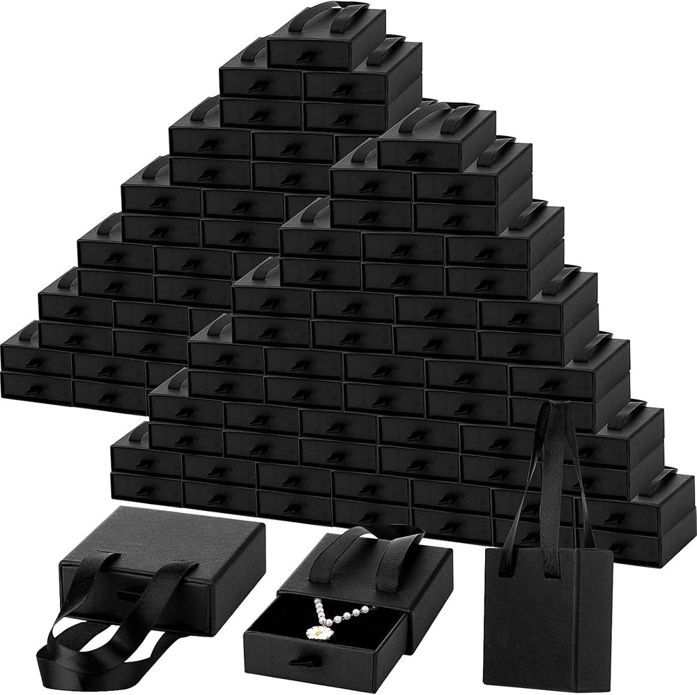 Kenning 50 Pack Jewelry Gift Boxes 3.1x3.1x1.2in Black Jewelry Packaging