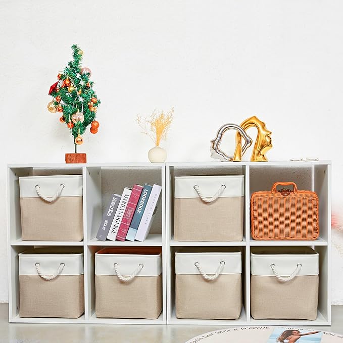 12 x 12 Inch Cube Storage Bins, 6 Pack Large Collapsible Fabric Storage Bin - Image 2