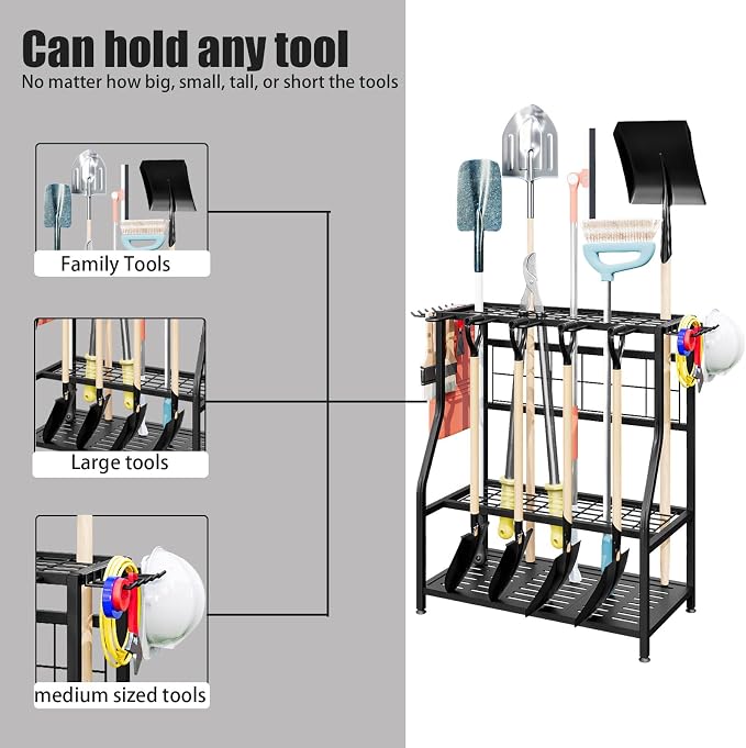 Garden Tool Organizer Holder Heavy Duty Steel Rack Up to 60 Long Handled Tools - Image 6