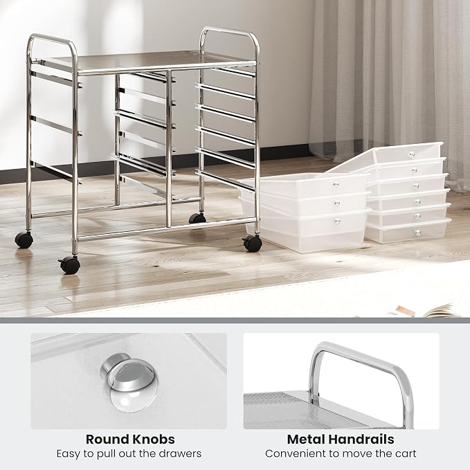 GOFLAME 9-Drawer Rolling Storage Cart, Mobile Utility Cart
