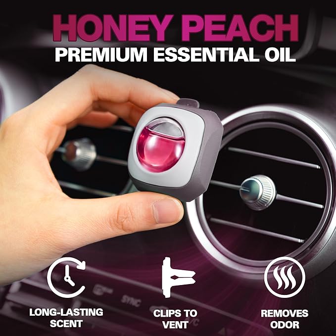 Air Jungles Honey Peach Scent Car Air Freshener Clip, 6 Vent Clips, 4ml Each - Image 2