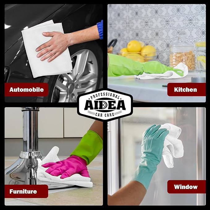 AIDEA Microfiber Cleaning Cloth White 150PK, Microfiber Towels - Image 5