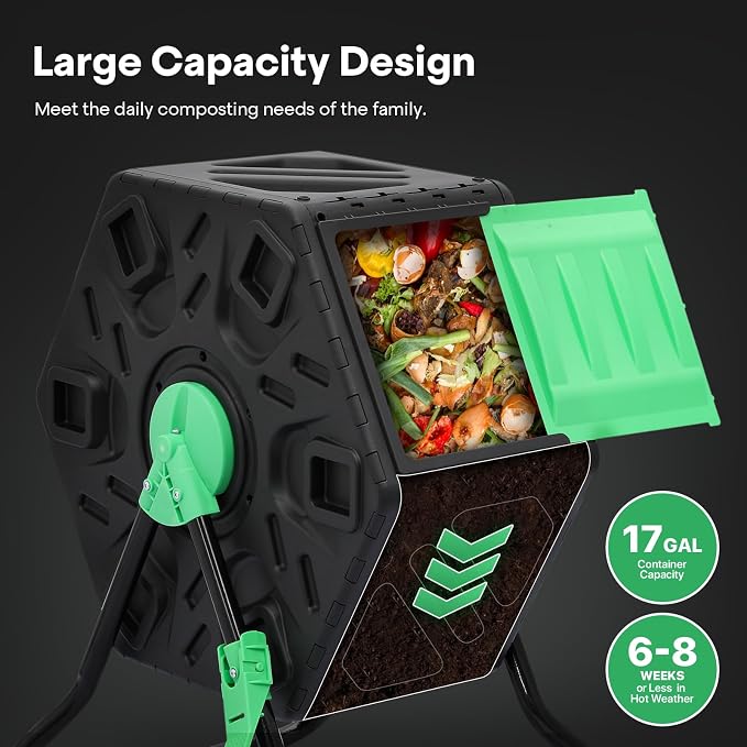 Athena Collection Compost Tumbler, 17 Gallon Single Chamber Outdoor Rotating - Image 2