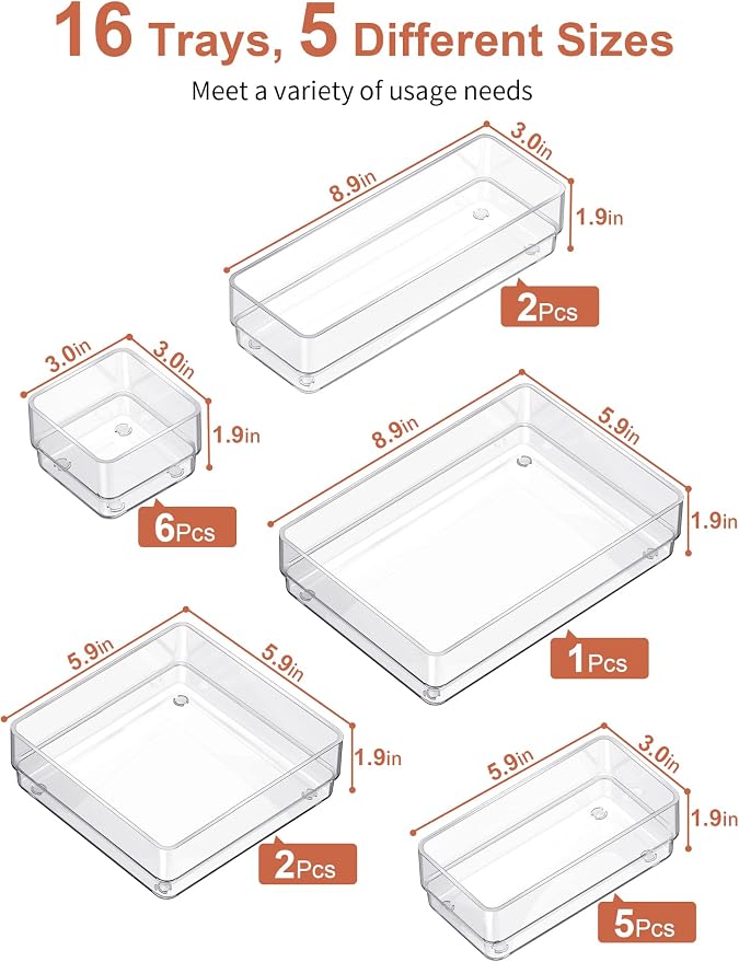 SMARTAKE 16-Piece Drawer Organizer - Image 2