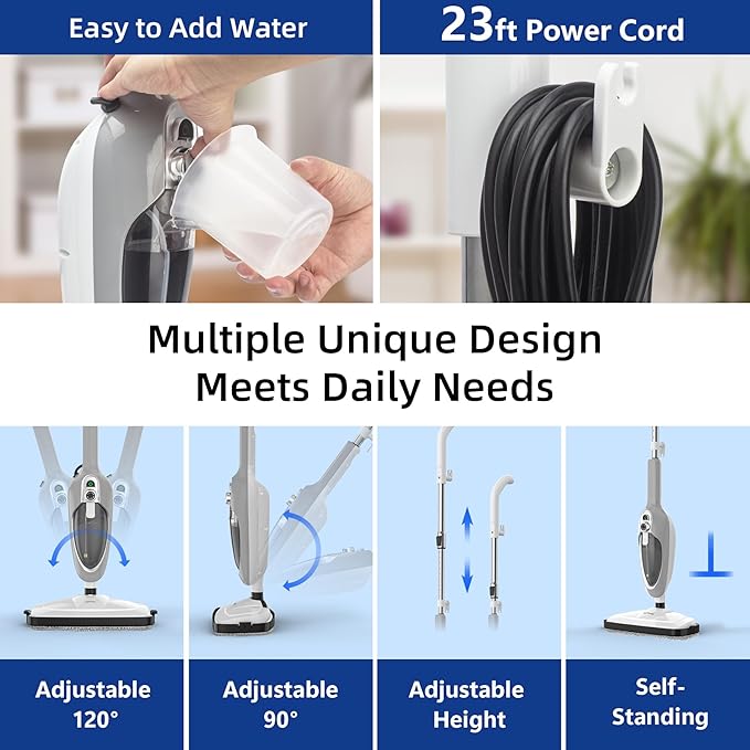 Steam Mop - 10-in-1 MultiPurpose Handheld Steam Cleaner Detachable Floor Steamer - Image 6