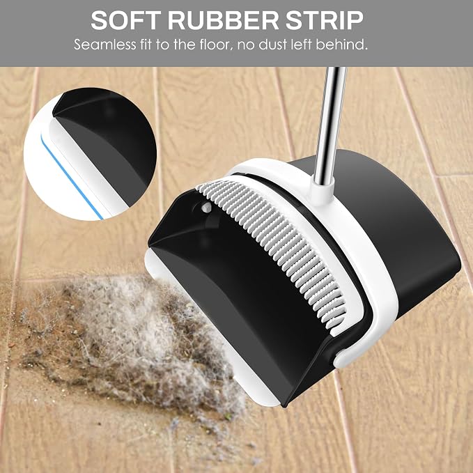 Broom and Dustpan Set for Home, 51-in Long Adjustable Handle Angle Broom and - Image 4