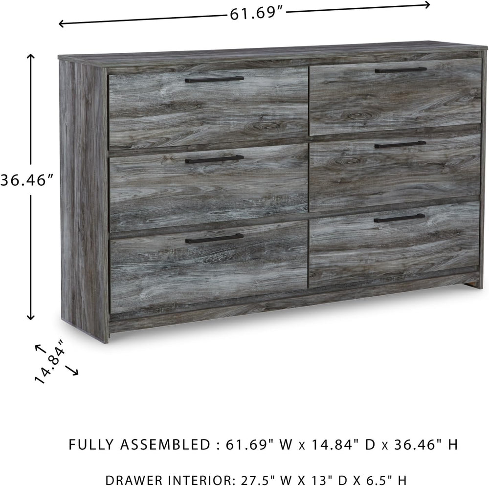Signature Design by Ashley Baystorm 6 Drawer Bedroom Dresser, Smoky Gray