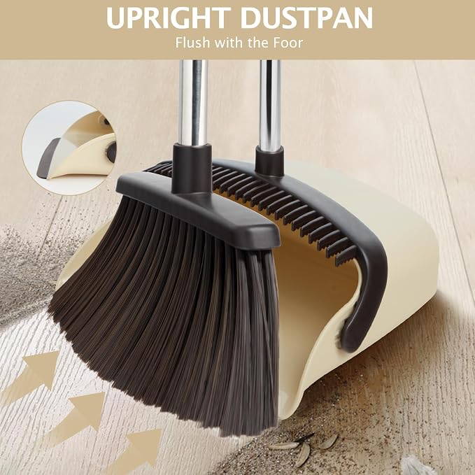 Broom and Dustpan Set with Long Handle, Heavy Dust Broom and Dustpan Combo - Image 5