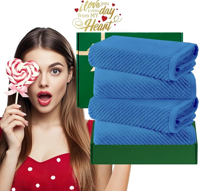 VOOVA & MOVAS Blue Hand Towels for Bathroom, 4 Pack Large 18"x28" - Image 6