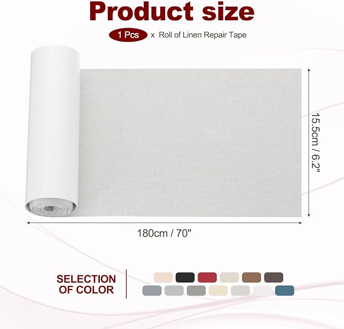 PATIKIL 70x6.2 Inch Linen Repair Tape, Repair Fabric Patch Self Adhesive Couch - Image 2