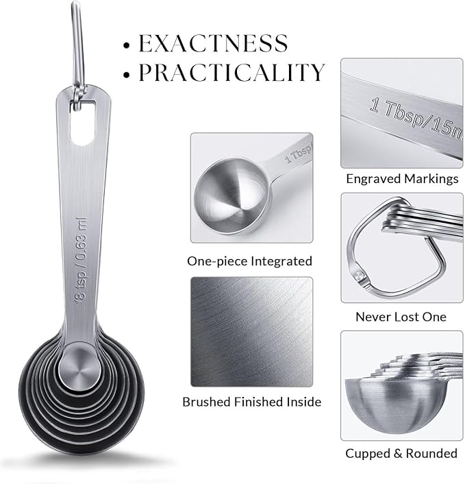 14PCS Measuring Spoons Set, 1 tbsp, 1/2 tbsp, and 1-1/16tsp Stainless Steel - Image 5