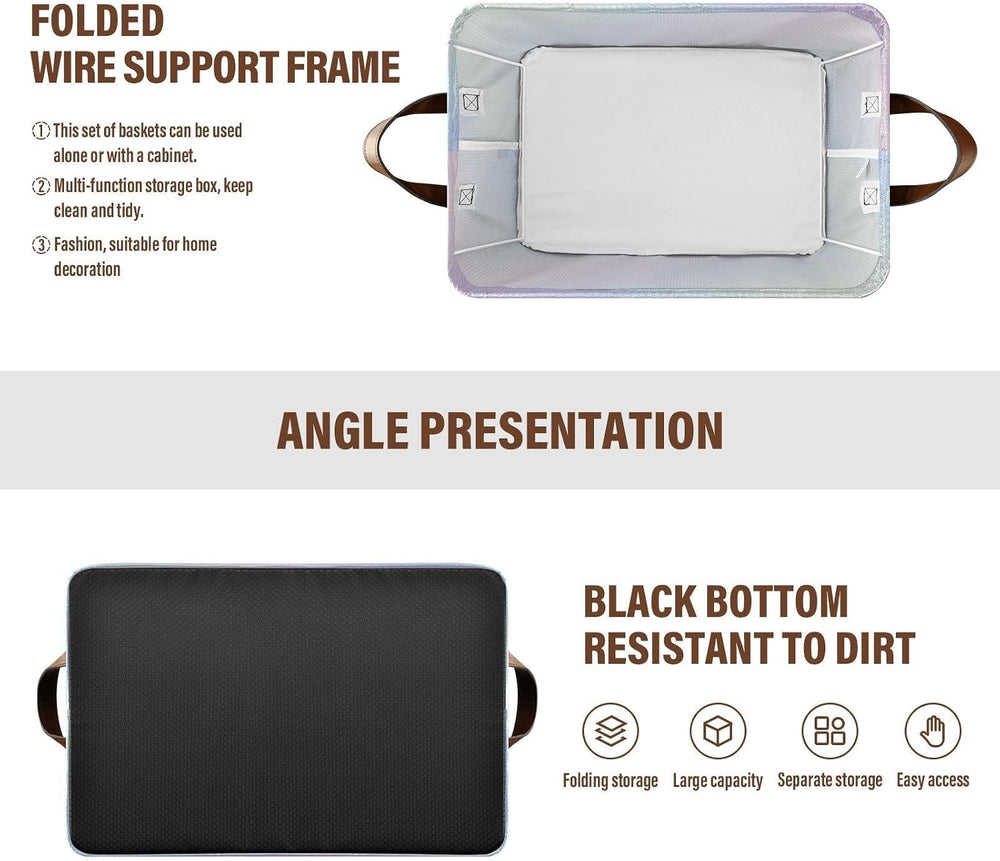 CEBUGI Iridescent Gradient 2 Pack Large Waterproof Collapsible Storage Bin Fo...