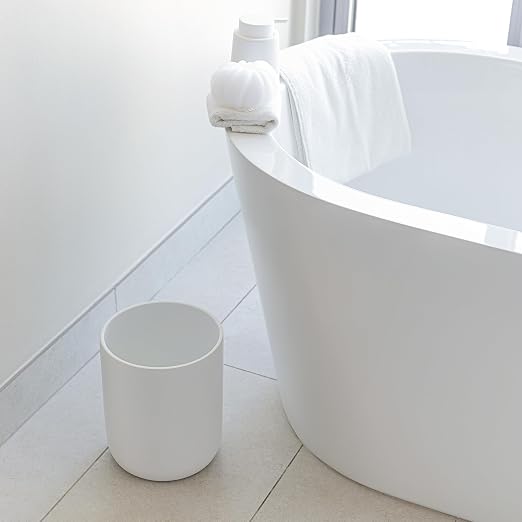 Matte White Round Compact Trash Can Mini, 2 Gallons / 7.5L Garbage Bin - Image 7