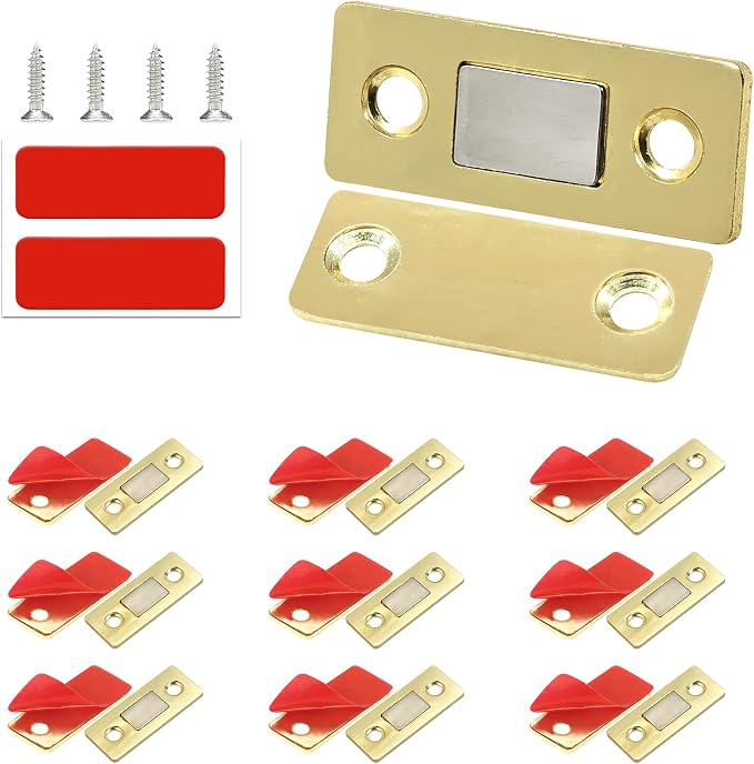 Cabinet Magnetic Catch, 10 Pack Gold Ultra Thin Magnetic Cabinet Door Catch by Redunest