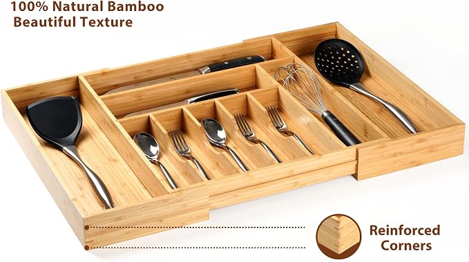 Umilife Extra Large Expandable Kitchen Siverware Utensils Drawer Organizer - Image 3